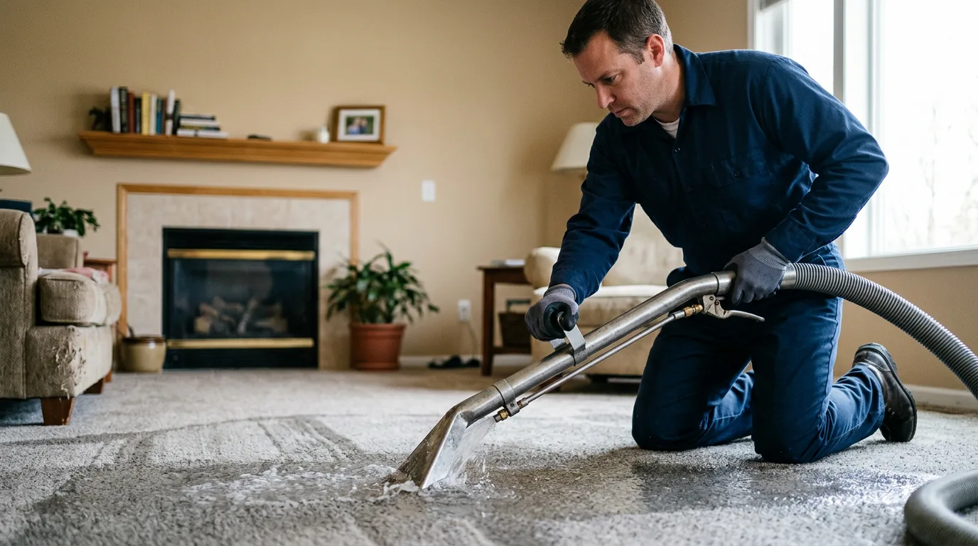 Water damage restoration technician working near Smyer, TX